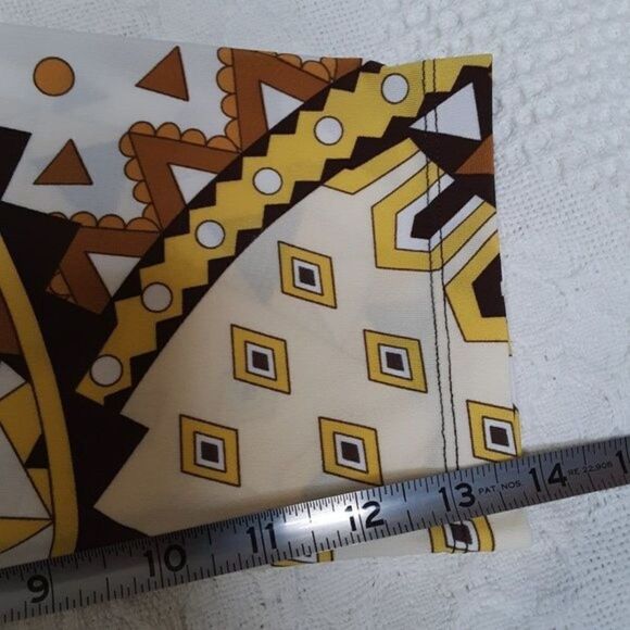 Linea By Louis Dell’Olio Yellow Brown Black Motif V-neck Blouse 2X - Picture 8 of 11